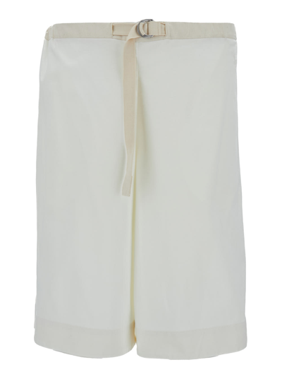 Shop Jil Sander White Wide Leg Bermuda Shorts In Cotton Man
