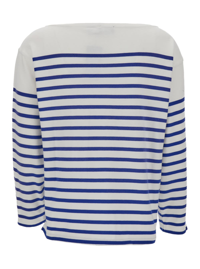 Shop Polo Ralph Lauren White Boat Neck Long Sleeve T-shirtin In Cotton Woman