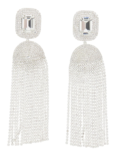 Shop Magda Butrym Silver-colored Earrings With A Cascade Of Crystals In Brass Woman In Metallic