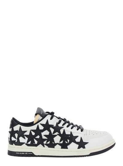 Shop Amiri Black And White Low Top Sneakers With Stars In Leather Man In White/black