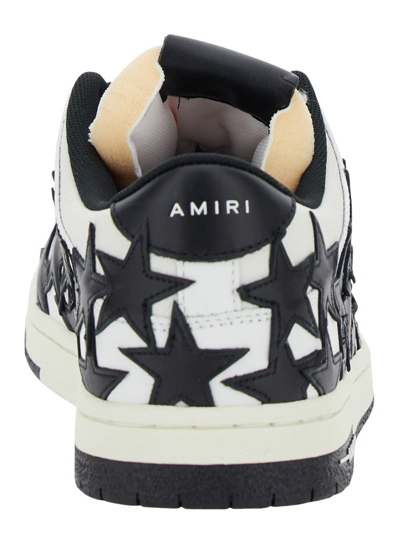 Shop Amiri Black And White Low Top Sneakers With Stars In Leather Man In White/black