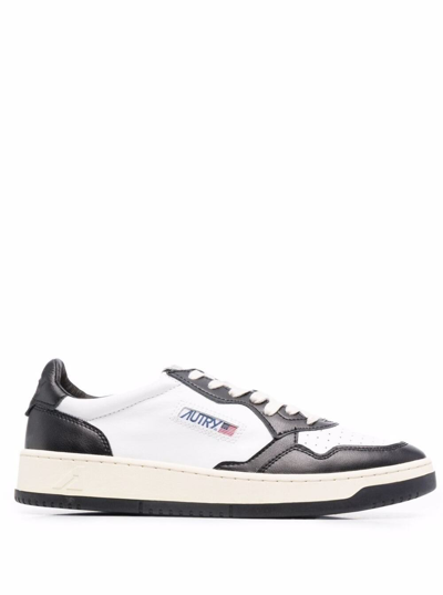 Shop Autry White And Black Leather Sneakers