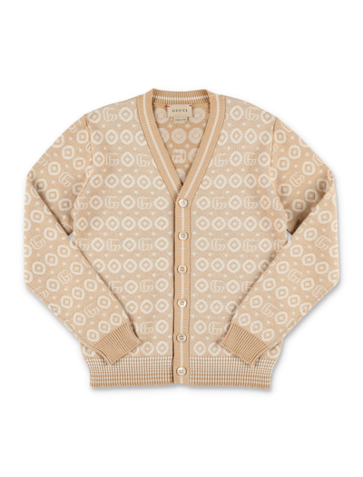 Shop Gucci Double G Cardigan In Beige
