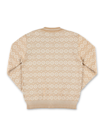 Shop Gucci Double G Cardigan In Beige