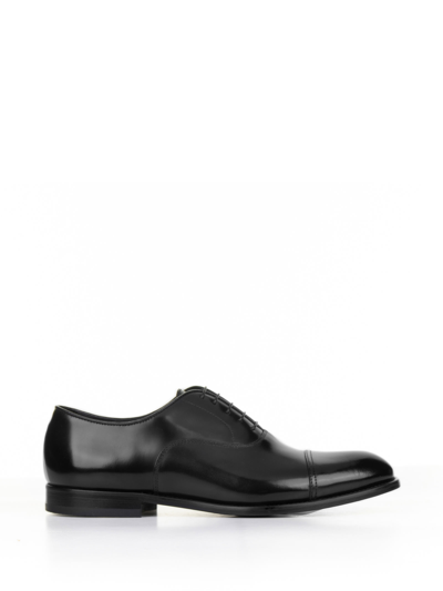Shop Doucal's Black Leather Oxford With Toe Cap In Nero