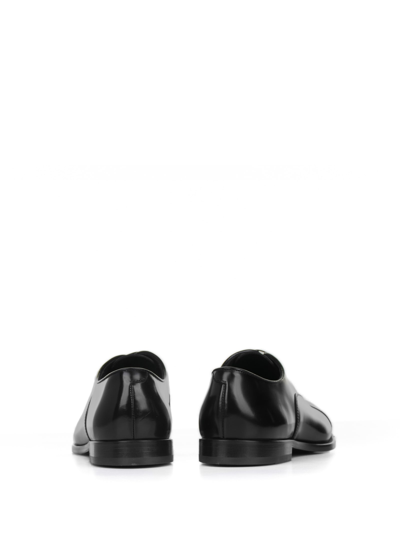 Shop Doucal's Black Leather Oxford With Toe Cap In Nero