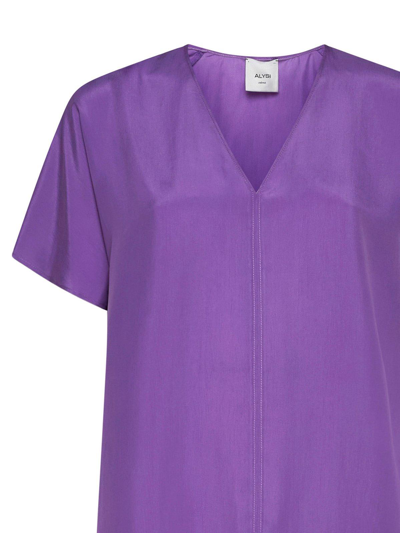 Shop Alysi V-neck Short-sleeved Top In Orchidea