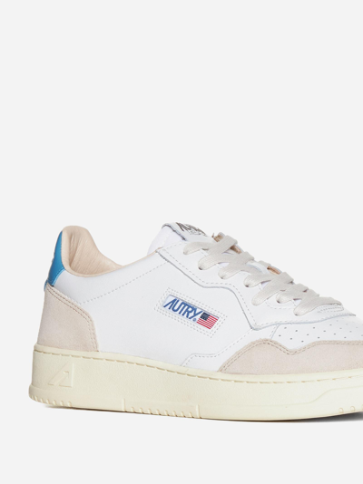 Shop Autry Medalist Leather And Suede Sneakers In Wht/niagara