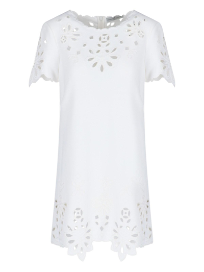 Shop Ermanno Scervino Sangallo Mini Dress In Blanc De Blanc/off White