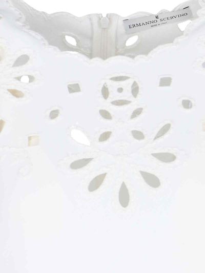 Shop Ermanno Scervino Sangallo Mini Dress In Blanc De Blanc/off White