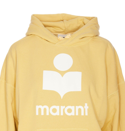 Shop Marant Etoile Logo-printed Long-sleeved Drawstring Hoodie In Giallo