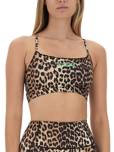 Shop Ganni Spotted Print Top In Leopard