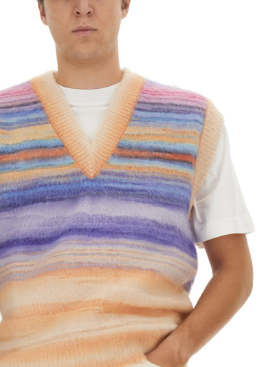 Shop Missoni Knitted Vest In Orang/lila/blu/pink