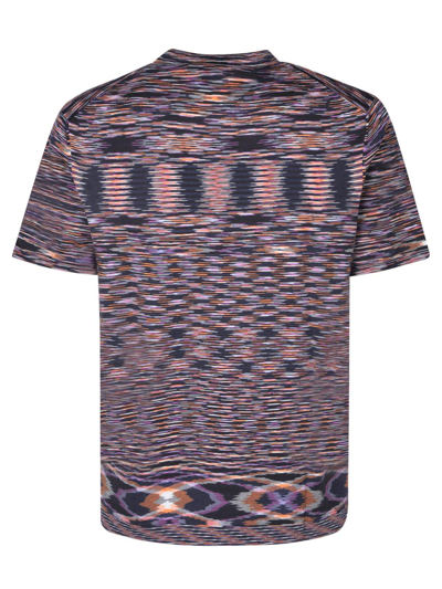 Shop Missoni Stripe-printed Short-sleeved Crewneck T-shirt In Q Spacdyed Blk/orang/v