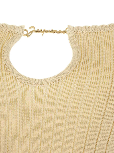 Shop Jacquemus Ribbed Dress In Yellow