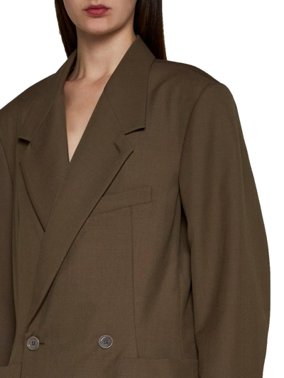 Shop Lemaire Straight-hem Double-breasted Blazer In Neutrals
