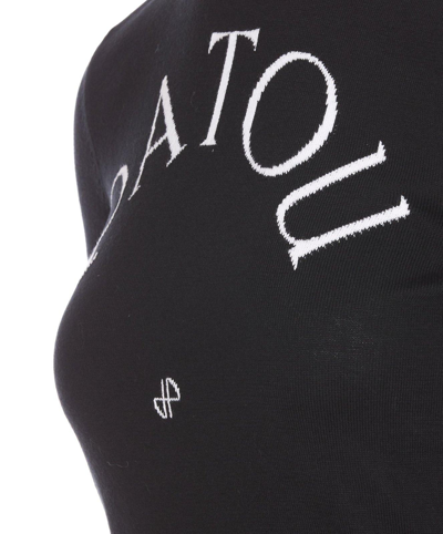 Shop Patou Logo Intarsia-knit Short Sleeved Jumper In Black