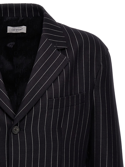 Off-white Off White Pinstriped Blazer In Blue
