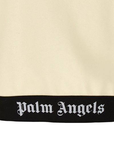 Shop Palm Angels Logo Tape Hoodie In White/black