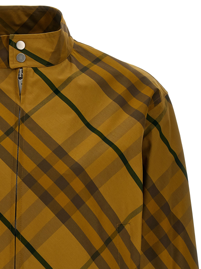 Shop Burberry Check Print Jacket In Yellow