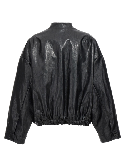 Shop Nude Faux Leather Bomber Jacket In Black