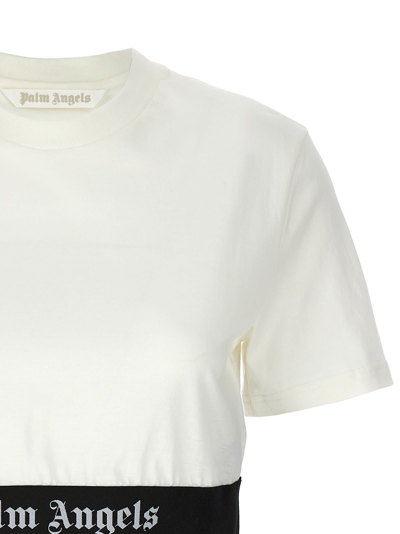 Shop Palm Angels Logo Tape Crop T-shirt In White/black
