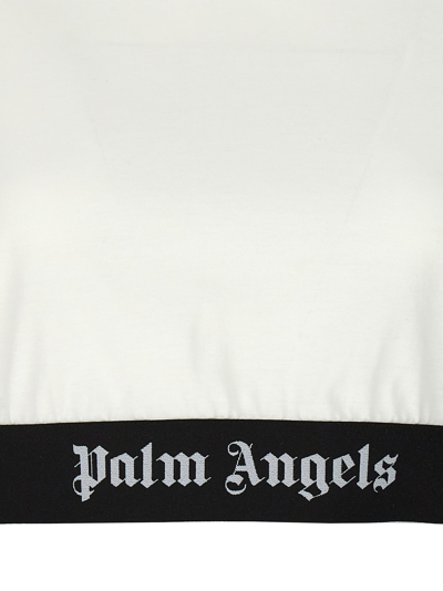 Shop Palm Angels Logo Tape Crop T-shirt In White/black