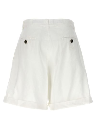 Shop Etro Chevron Bermuda Shorts In White
