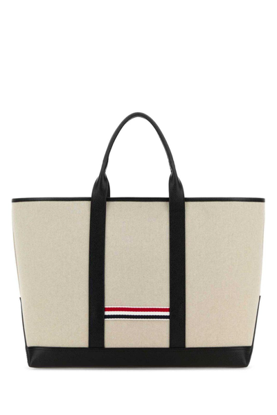 Shop Thom Browne Medium Rwb Stripe Top Handle Bag In Black