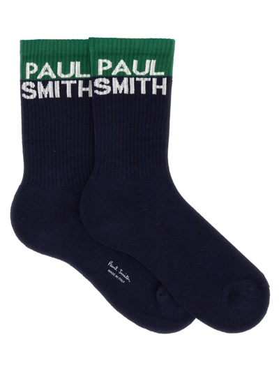 Shop Paul Smith Socks With Logo In Navy