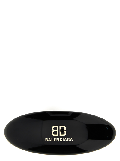 Balenciaga Logo Applique Hair Clip In Black