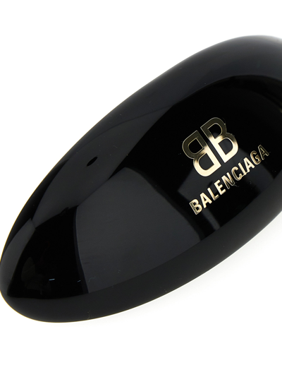 Balenciaga Logo Applique Hair Clip In Black