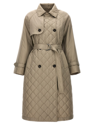 Shop Brunello Cucinelli Quilted Trench Coat In Beige