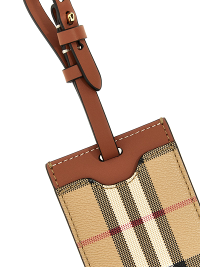 Shop Burberry Check Suitcase Tag In Beige