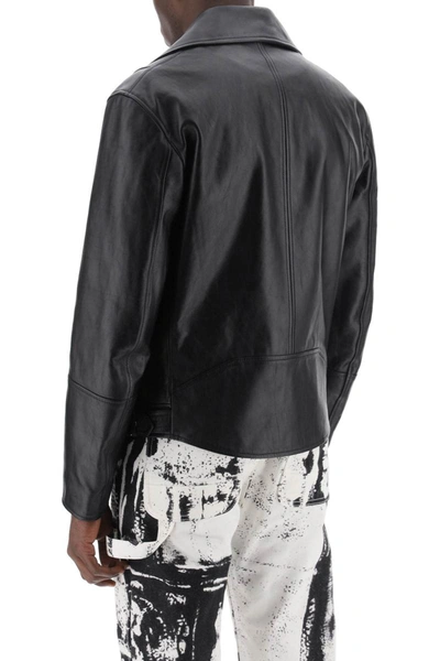 Alexander Mcqueen Zip-up Leather Biker Jacket In Black