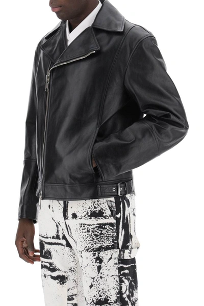 Alexander Mcqueen Zip-up Leather Biker Jacket In Black