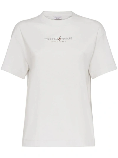 Shop Brunello Cucinelli T-shirt With Print In White