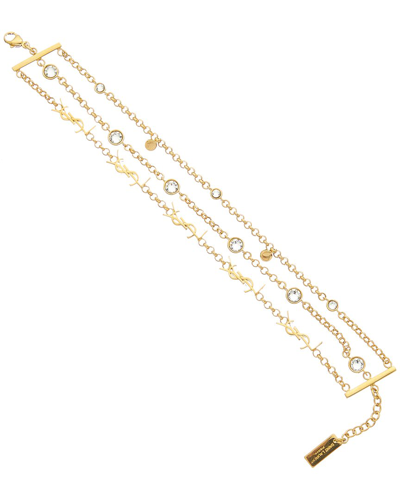 Shop Saint Laurent Cassandre Multi-chain Bracelet In Gold