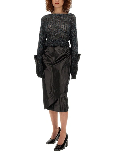 Shop Maison Margiela Skirt With Bow In Black