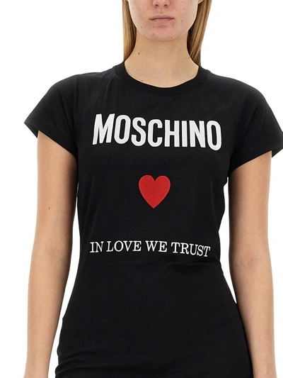 Shop Moschino Dress With Logo In Black