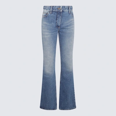 Shop Off-white Blue Denim Flared 5 Pockets Jeans