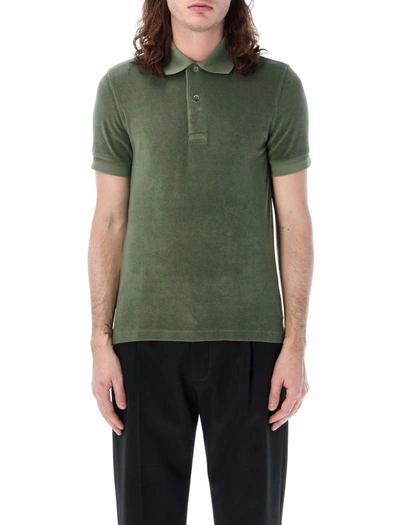 Shop Tom Ford Towelling Polo In Military