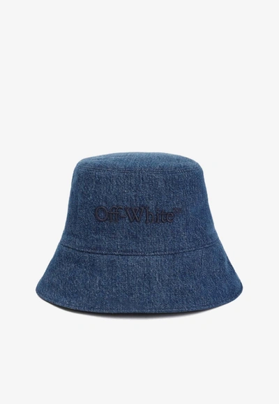 Shop Off-white Bookish Denim Bucket Hat In Blue