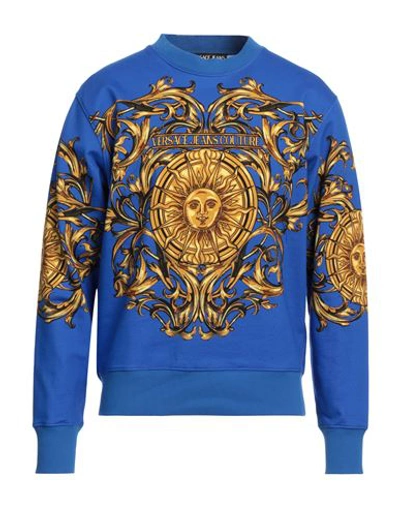 Shop Versace Jeans Couture Man Sweatshirt Blue Size L Cotton, Elastane