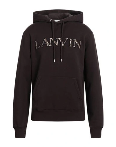 Shop Lanvin Man Sweatshirt Dark Brown Size M Cotton, Polyester