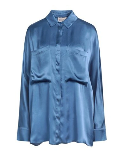 Shop Semicouture Woman Shirt Pastel Blue Size 6 Acetate, Silk