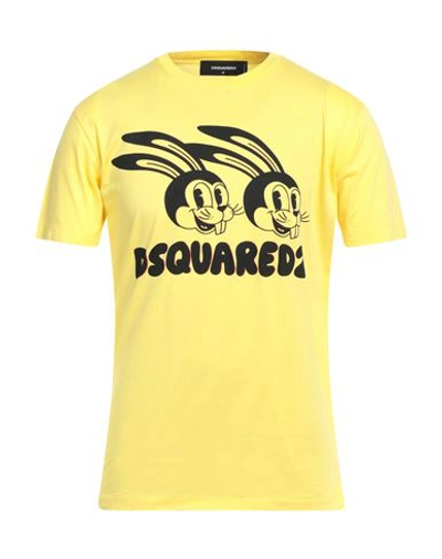 Dsquared2 Man T-shirt Yellow Size L Cotton In Yellow