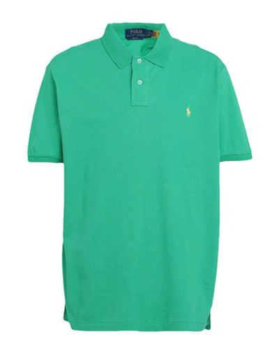 Shop Polo Ralph Lauren Slim Fit Mesh Polo Shirt Man Polo Shirt Emerald Green Size L Cotton