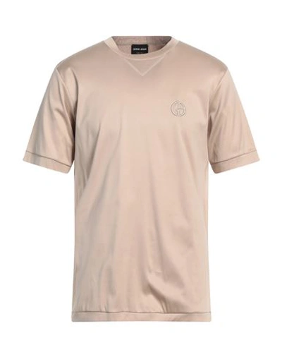 Shop Giorgio Armani Man T-shirt Sand Size 40 Cotton In Beige