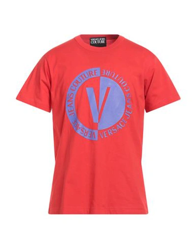 Shop Versace Jeans Couture Man T-shirt Red Size S Cotton